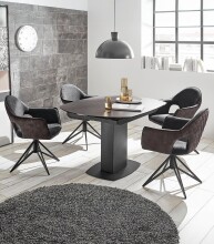 Armlehnstuhl >Roxi< (2er Set) anthrazit/aubergine 180° drehbar mit Auto-Return