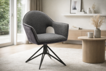 Armlehnstuhl >Roxi< (2er Set) anthrazit/aubergine 180° drehbar mit Auto-Return