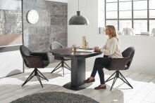 Armlehnstuhl >Roxi< (2er Set) anthrazit/aubergine 180° drehbar mit Auto-Return