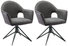 Armlehnstuhl >Roxi< (2er Set) anthrazit/aubergine...