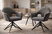 Armlehnstuhl >Roxi< (2er Set) anthrazit/aubergine...