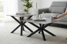 Couchtisch >Janin< (2er-Set) Steinoptik-grau / schwarz- 80x45x80 / 55x55x55 (B/H/T)