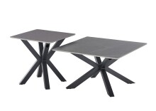 Couchtisch >Janin< (2er-Set) Steinoptik-grau / schwarz- 80x45x80 / 55x55x55 (B/H/T)