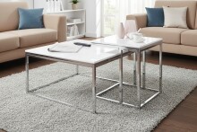 Satztisch >Reno< in weiß, MDF und Metall - 70x50x70cm (BxHxT)