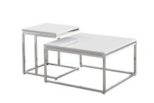 Satztisch >Reno< in weiß, MDF und Metall - 70x50x70cm (BxHxT)