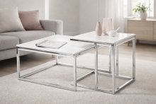 Satztisch >Reno< in weiß, MDF und Metall - 70x50x70cm (BxHxT)