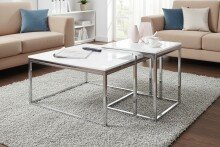 Satztisch >Reno< in weiß, MDF und Metall - 70x50x70cm (BxHxT)