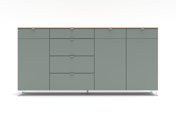 Anrichte >Bari< (inkl. Füße) in Schilf supermatt - 220x110x41cm (BxHxT)
