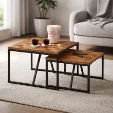 Couchtisch >Lola< 2er Set aus Teakholz&Metall...