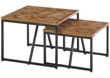 Couchtisch >Lola< 2er Set aus Teakholz&Metall im Industrial Design - 60x45x60cm (B/H/T)