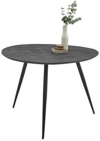 Esstisch >Joe< in Teak, schwarz, Teak, Metall - 111x78x108cm (BxHxT)