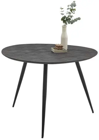 Esstisch >Joe< in Teak, schwarz, Teak, Metall - 111x78x108cm (BxHxT)