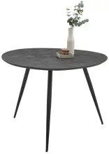 Esstisch >Joe< in Teak, schwarz, Teak, Metall -...
