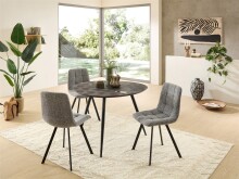 Esstisch >Joe< in Teak, schwarz, Teak, Metall - 111x78x108cm (BxHxT)
