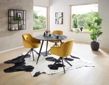 Esstisch >Joe< in Teak, schwarz, Teak, Metall - 111x78x108cm (BxHxT)