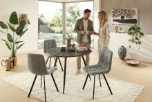 Esstisch >Joe< in Teak, schwarz, Teak, Metall - 111x78x108cm (BxHxT)