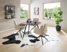 Esstisch >Joe< in Teak, schwarz, Teak, Metall - 111x78x108cm (BxHxT)