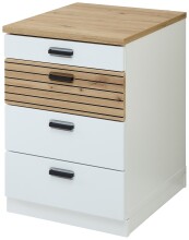 Rollcontainer >Glenn< in Weiß / Artisan Dekor, MDF - 45x66x55cm (BxHxT)