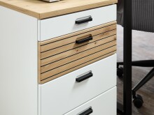 Rollcontainer >Glenn< in Weiß / Artisan Dekor, MDF - 45x66x55cm (BxHxT)