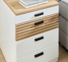 Rollcontainer >Glenn< in Weiß / Artisan Dekor, MDF - 45x66x55cm (BxHxT)