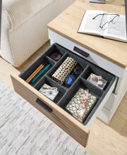 Rollcontainer >Glenn< in Weiß / Artisan Dekor, MDF - 45x66x55cm (BxHxT)
