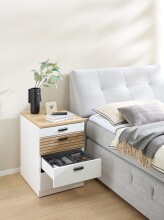 Rollcontainer >Glenn< in Weiß / Artisan Dekor, MDF - 45x66x55cm (BxHxT)