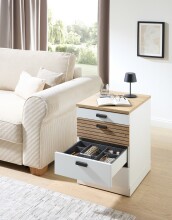 Rollcontainer >Glenn< in Weiß / Artisan Dekor, MDF - 45x66x55cm (BxHxT)