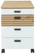 Rollcontainer >Glenn< in Weiß / Artisan Dekor, MDF - 45x66x55cm (BxHxT)