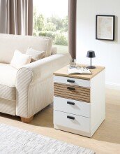 Rollcontainer >Glenn< in Weiß / Artisan Dekor, MDF - 45x66x55cm (BxHxT)