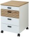 Rollcontainer >Glenn< in Weiß / Artisan Dekor, MDF - 45x66x55cm (BxHxT)