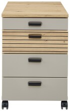 Rollcontainer >Glenn< in Basalt / Artisan Eiche Dekor, MDF - 45x66x55cm (BxHxT)