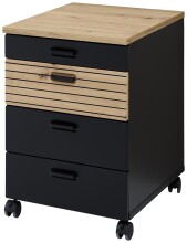 Rollcontainer >Glenn< in Schwarz / Artisan Eiche...