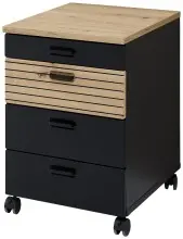 Rollcontainer >Glenn< in Schwarz / Artisan Eiche...