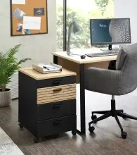 Rollcontainer >Glenn< in Schwarz / Artisan Eiche...