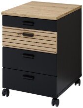 Rollcontainer >Glenn< in Schwarz / Artisan Eiche...