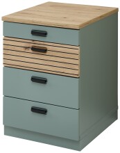 Rollcontainer >Glenn< in Schilfgrün / Artisan Eiche Dekor - 45x66x55 (BxHxT)