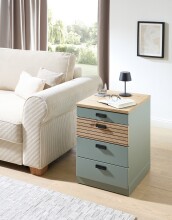 Rollcontainer >Glenn< in Schilfgrün / Artisan Eiche Dekor - 45x66x55 (BxHxT)