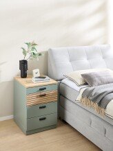 Rollcontainer >Glenn< in Schilfgrün / Artisan Eiche Dekor - 45x66x55 (BxHxT)