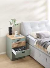 Rollcontainer >Glenn< in Schilfgrün / Artisan Eiche Dekor - 45x66x55 (BxHxT)