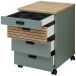 Rollcontainer >Glenn< in Schilfgrün / Artisan Eiche Dekor - 45x66x55 (BxHxT)