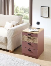 Rollcontainer >Glenn< in Rusty Red / Artisan Eiche Dekor, MDF - 45x66x55 (BxHxT)