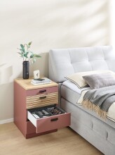 Rollcontainer >Glenn< in Rusty Red / Artisan Eiche Dekor, MDF - 45x66x55 (BxHxT)