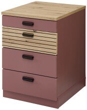 Rollcontainer >Glenn< in Rusty Red / Artisan Eiche Dekor, MDF - 45x66x55 (BxHxT)