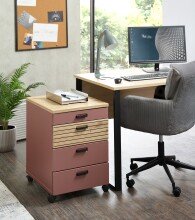 Rollcontainer >Glenn< in Rusty Red / Artisan Eiche...