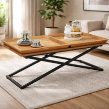 Couchtisch >Allround< in Akazie, Akazie massiv, Metall - 122x46x61cm (BxHxT)