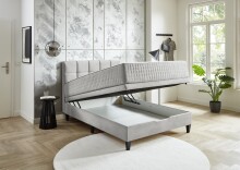 Boxspringbett >TraumZeit< inkl. wendbare 7 Zonen TTFK Matratze & Topper - 140x200 cm hellgrau