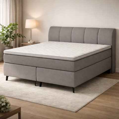 Boxspringbett >PlushEvo< in Anthrazit - 190x108x216 (BxHxT)