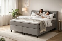Boxspringbett >PlushEvo< in Anthrazit - 190x108x216 (BxHxT)