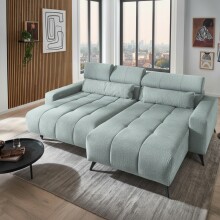 Polstergarnitur >Bali< elektr. Sitztiefenverstellung, Bezug blau - 267x95x185cm (BxHxT)