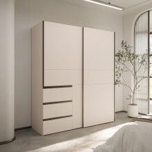 Schwebetürenschrank >WINN 2< in Sandfarbig - 170,3x200,5x61,2cm (BxHxT)